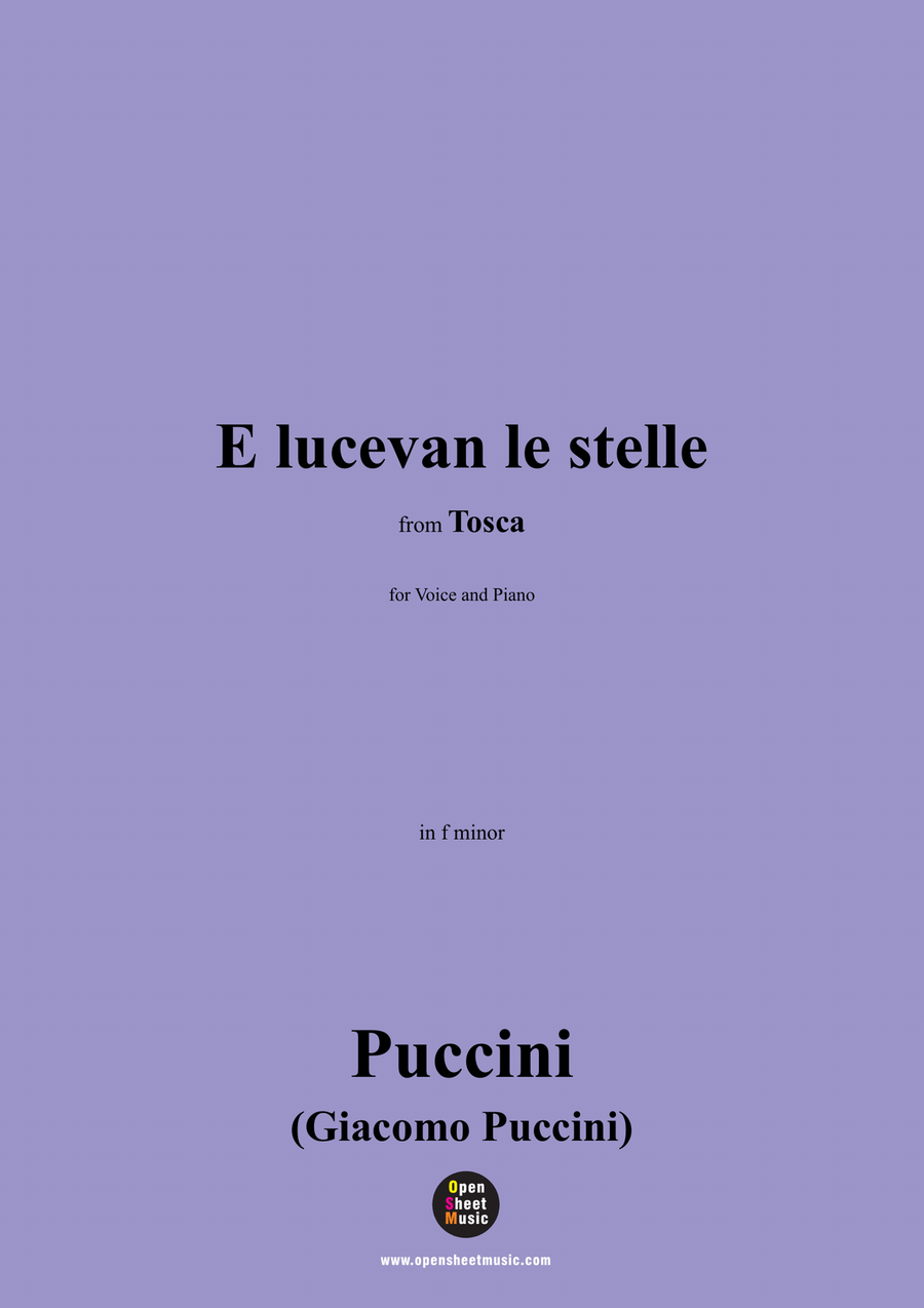 G. Puccini-E lucevan le stelle,in f minor Piano, Vocal scores gallery preview page 1