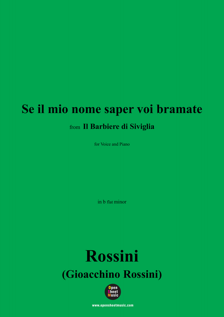 Rossini-Se il mio nome saper voi bramate,in b flat minor Piano, Vocal scores gallery preview page 1