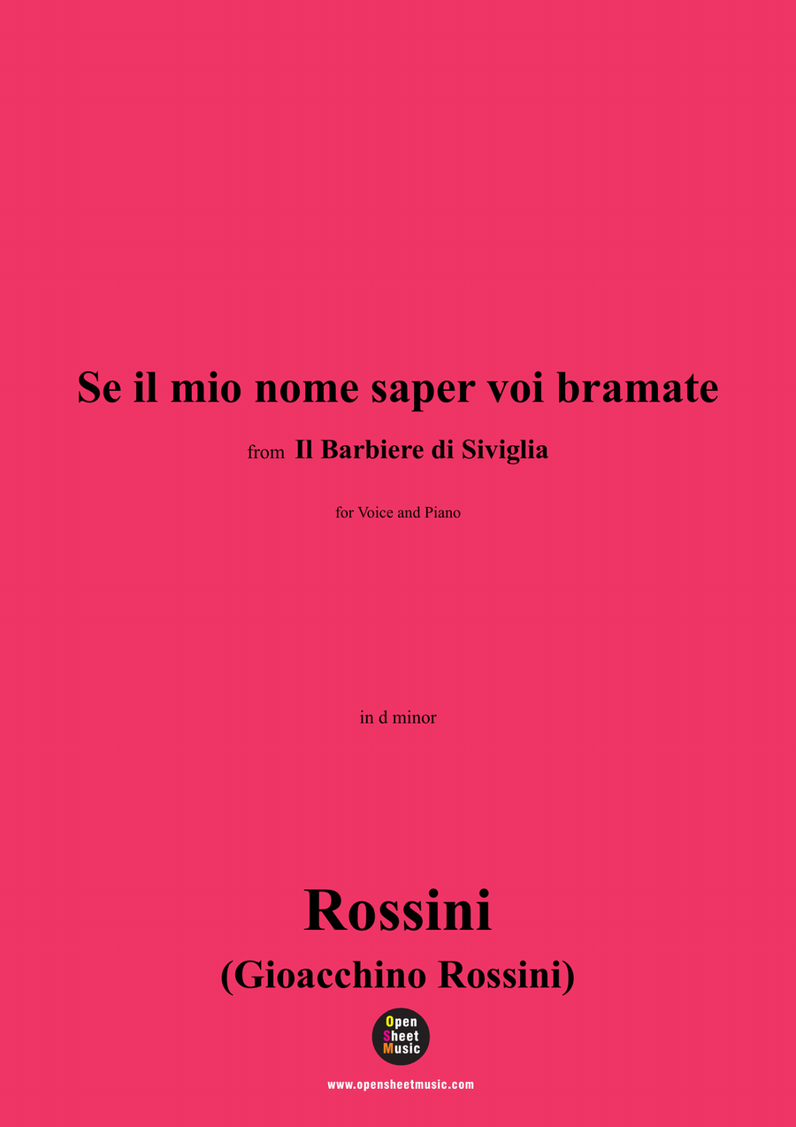 Rossini-Se il mio nome saper voi bramate,in d minor Piano, Vocal scores gallery preview page 1