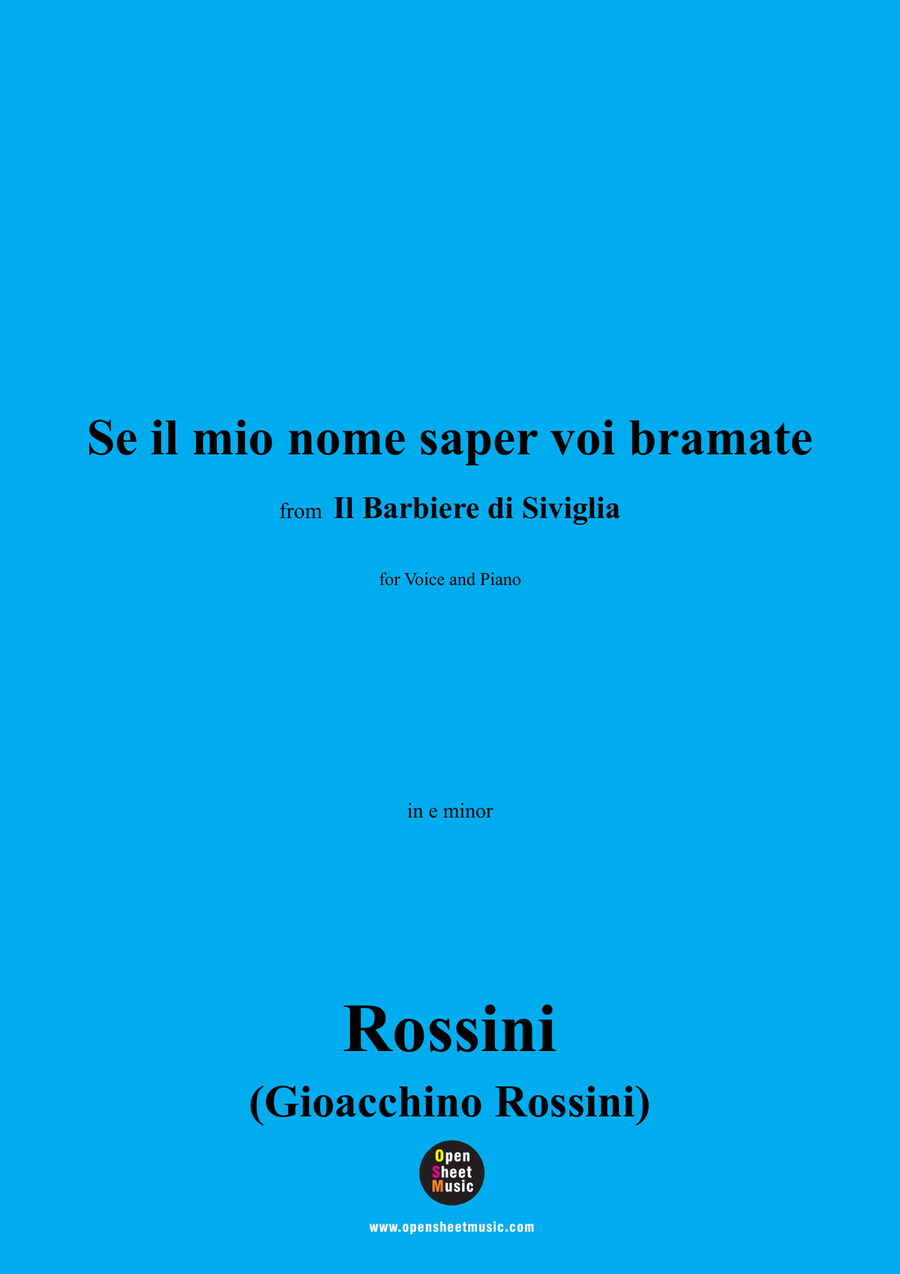 Rossini-Se il mio nome saper voi bramate,in e minor Piano, Vocal scores gallery preview page 1