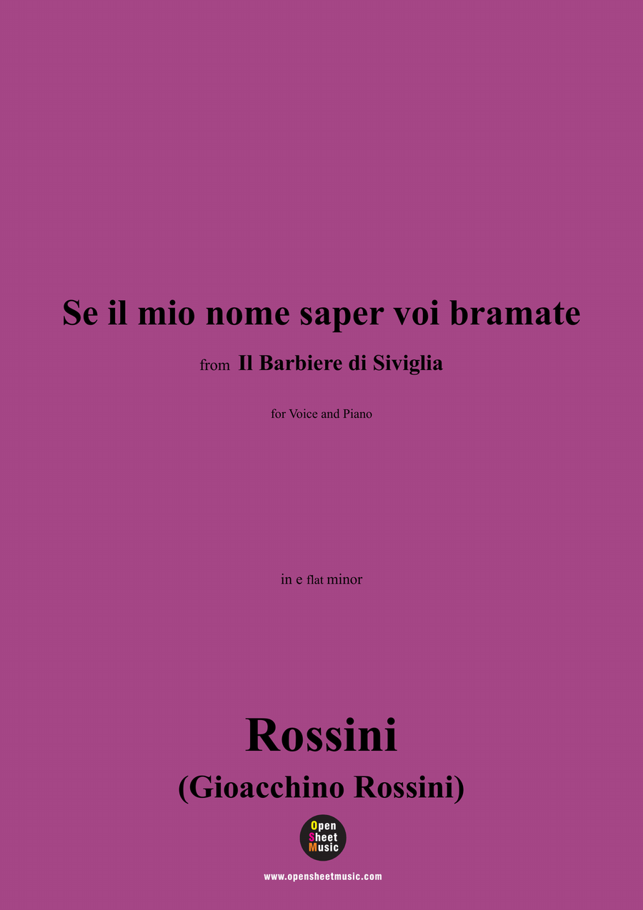 Rossini-Se il mio nome saper voi bramate,in e flat minor Piano, Vocal scores gallery preview page 1