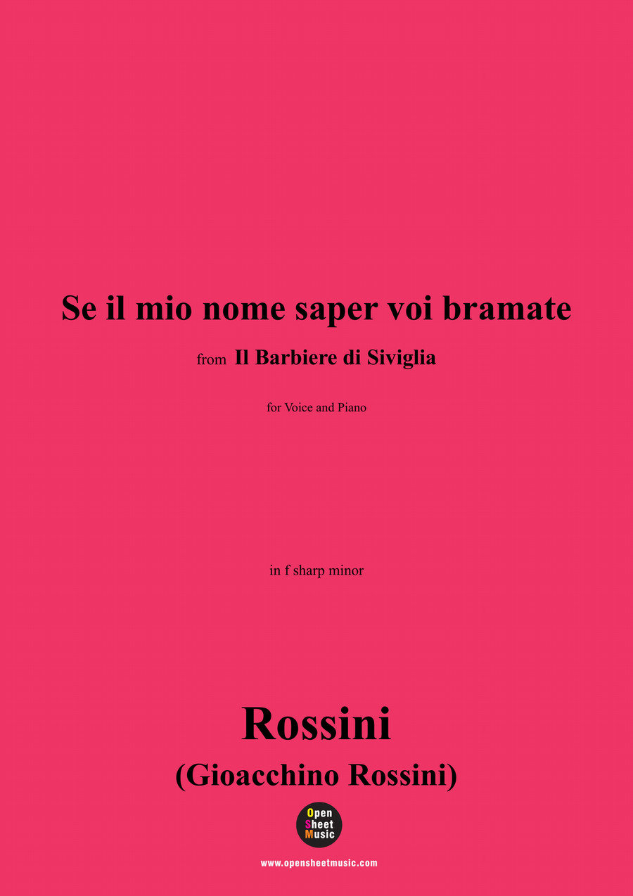 Rossini-Se il mio nome saper voi bramate,in f sharp minor Piano, Vocal scores gallery preview page 1