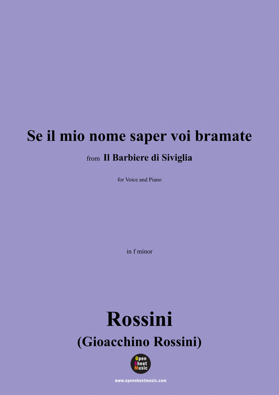 Rossini-Se il mio nome saper voi bramate,in f minor Piano, Vocal scores gallery preview page 1