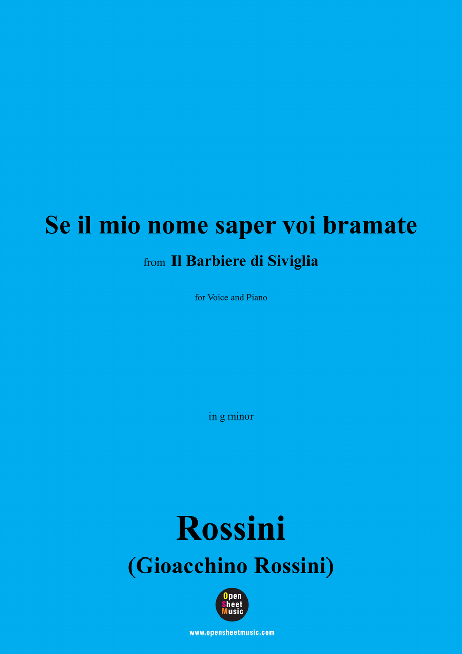 Rossini-Se il mio nome saper voi bramate,in g minor Piano, Vocal scores gallery preview page 1