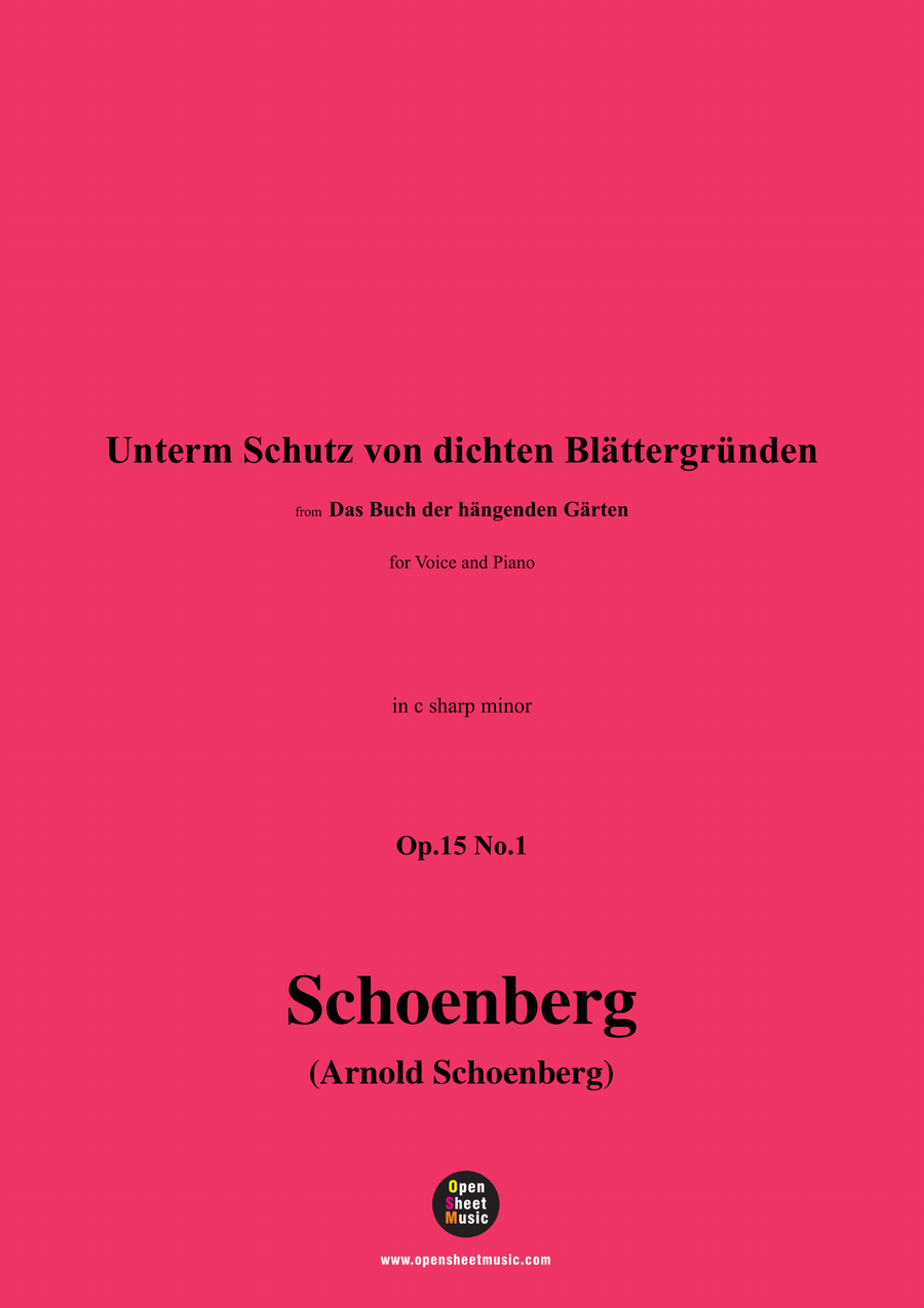 Schoenberg-Unterm Schutz von dichten Blättergründen,in c sharp minor Piano, Vocal scores gallery preview page 1