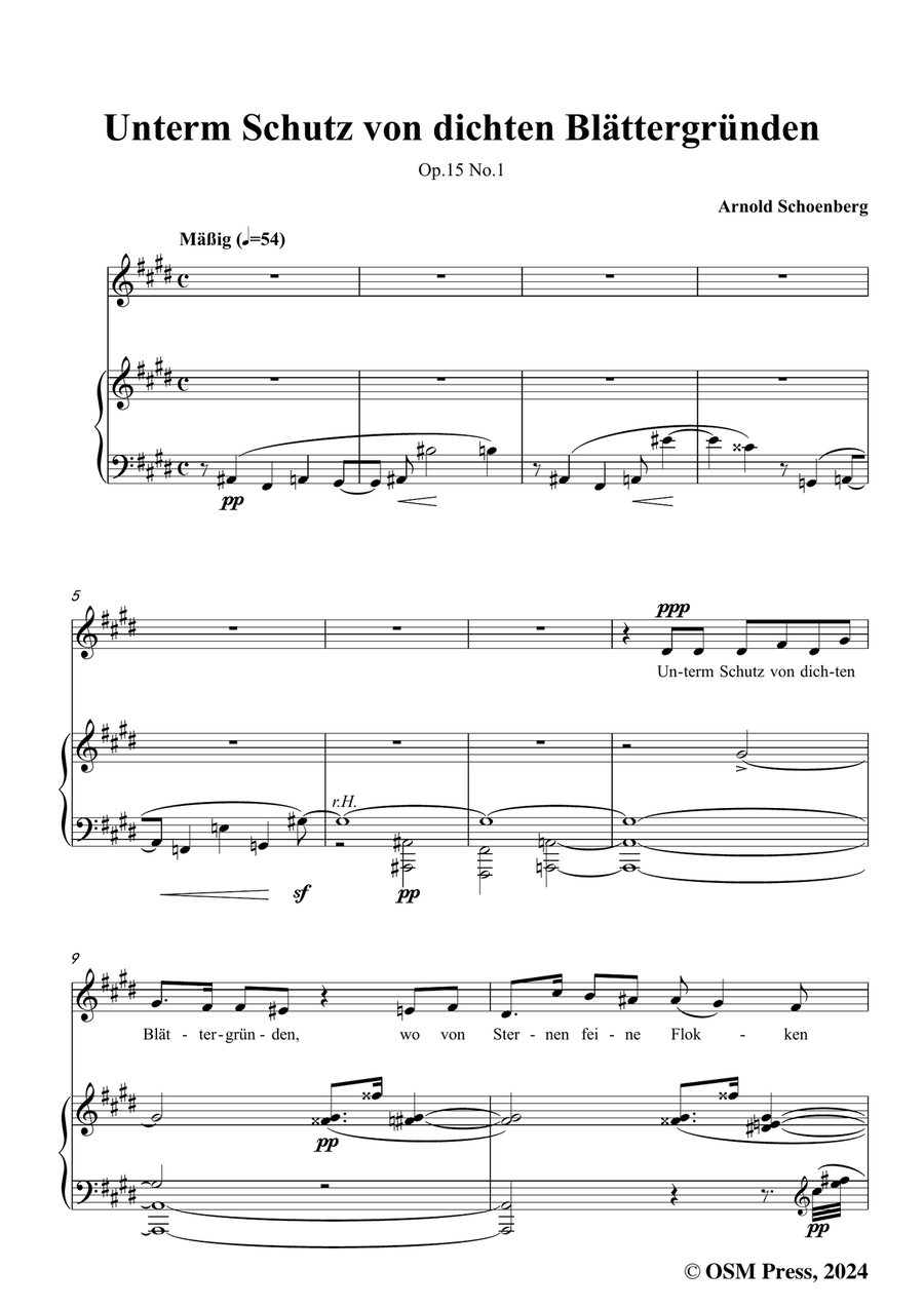 Schoenberg-Unterm Schutz von dichten Blättergründen,in c sharp minor Piano, Vocal scores gallery preview page 3