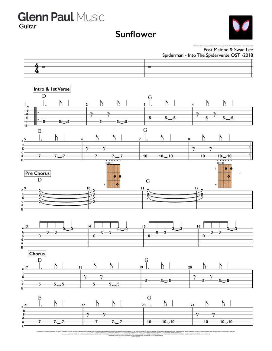 Sunflower Sunflower Acoustic Guitar scores gallery preview page 1