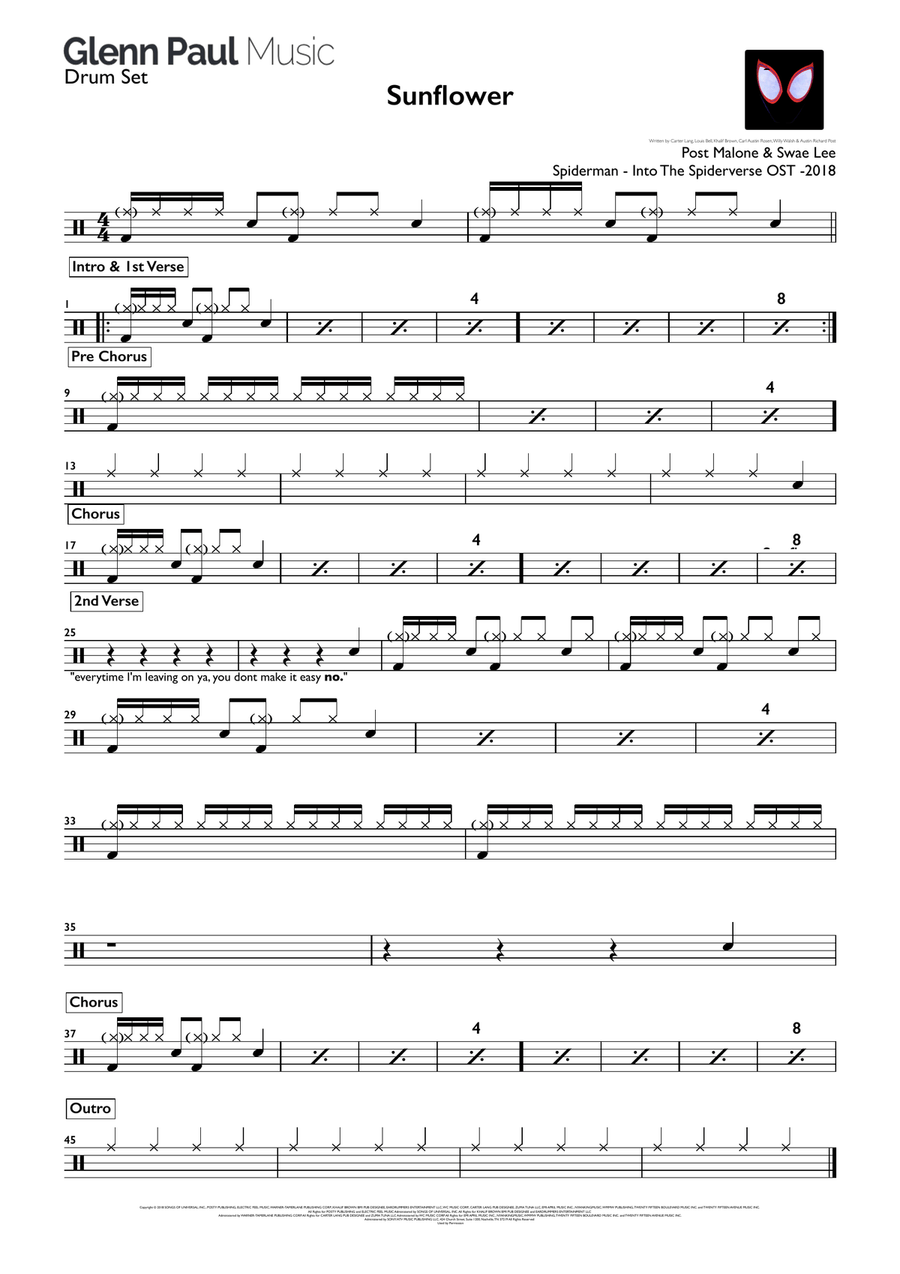 Sunflower Sunflower Drum Set scores gallery preview page 1
