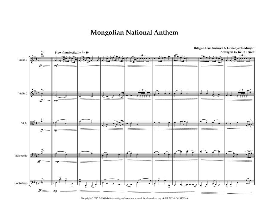 Mongolian National Anthem for String Orhestra String Orchestra scores gallery preview page 2