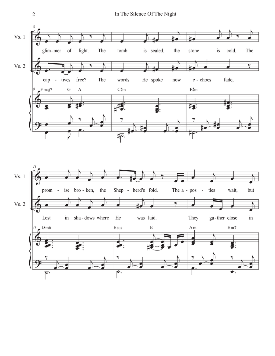In The Silence Of The Night (Holy Week/Good Friday version) (2-part choir) 2-Part scores gallery preview page 2