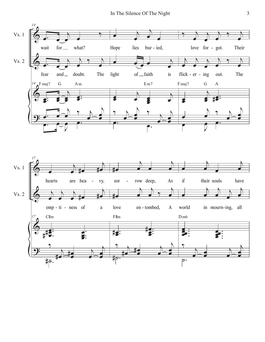 In The Silence Of The Night (Holy Week/Good Friday version) (2-part choir) 2-Part scores gallery preview page 3