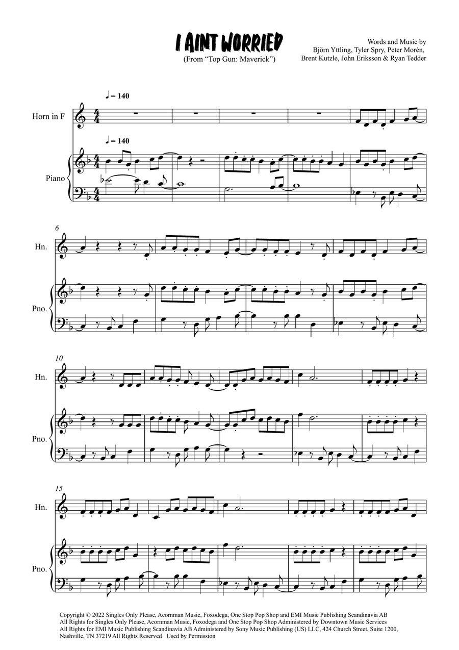 I Ain't Worried I Ain't Worried Piano scores gallery preview page 1