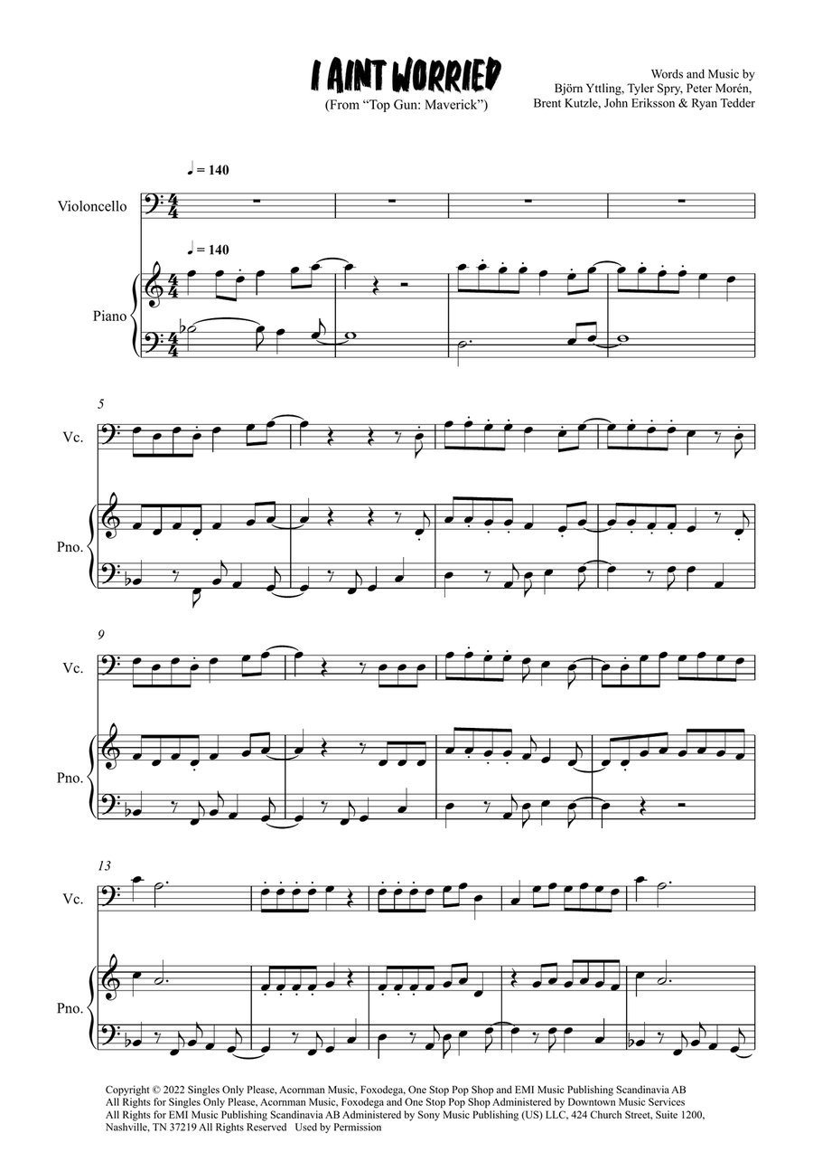 I Ain't Worried I Ain't Worried Piano scores gallery preview page 1