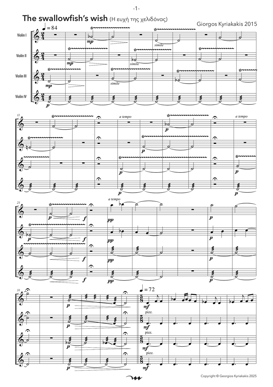 The swallowfish’s wish - Score Only Chamber Music scores gallery preview page 3