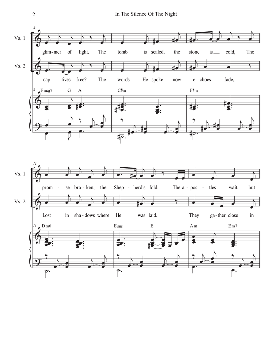 In The Silence Of The Night (Easter Vigil version) (Unison choir) Unison Choir scores gallery preview page 2