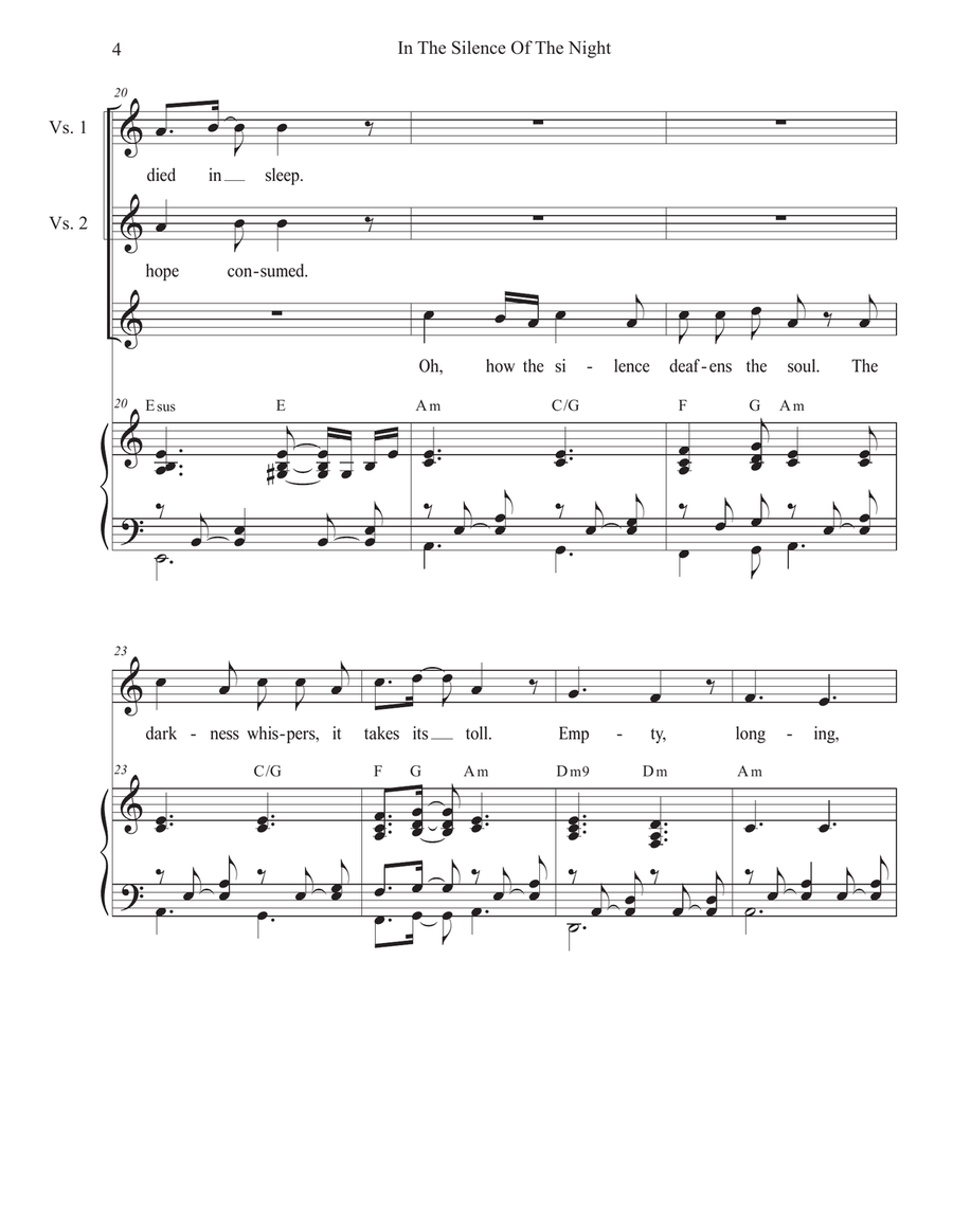 In The Silence Of The Night (Easter Vigil version) (Unison choir) Unison Choir scores gallery preview page 4
