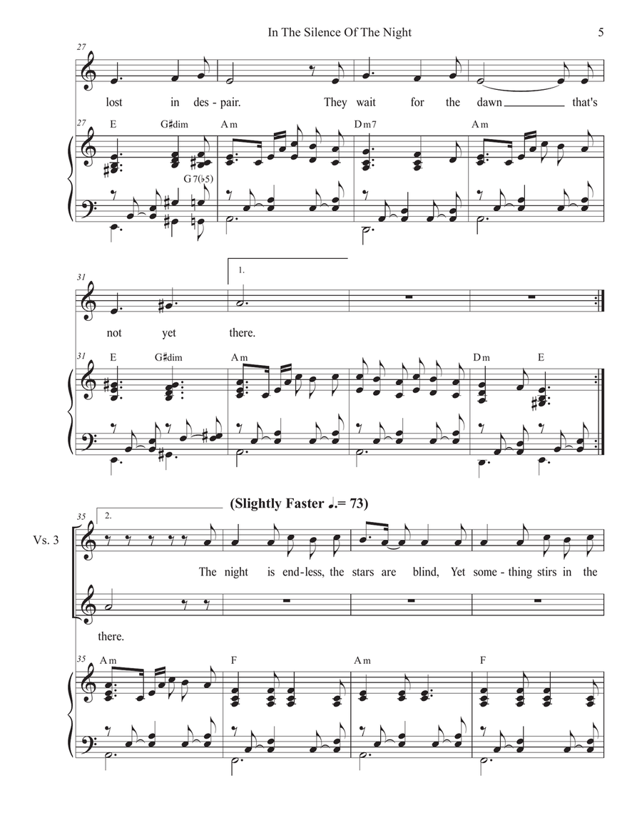 In The Silence Of The Night (Easter Vigil version) (Unison choir) Unison Choir scores gallery preview page 5