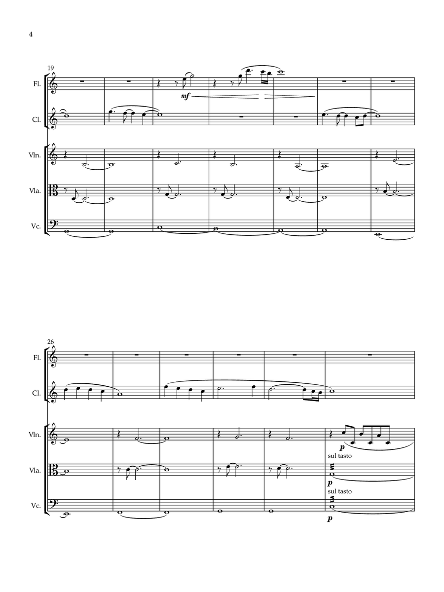 RISING (for flute, clarinet, violin, viola, cello) Small Ensemble scores gallery preview page 6