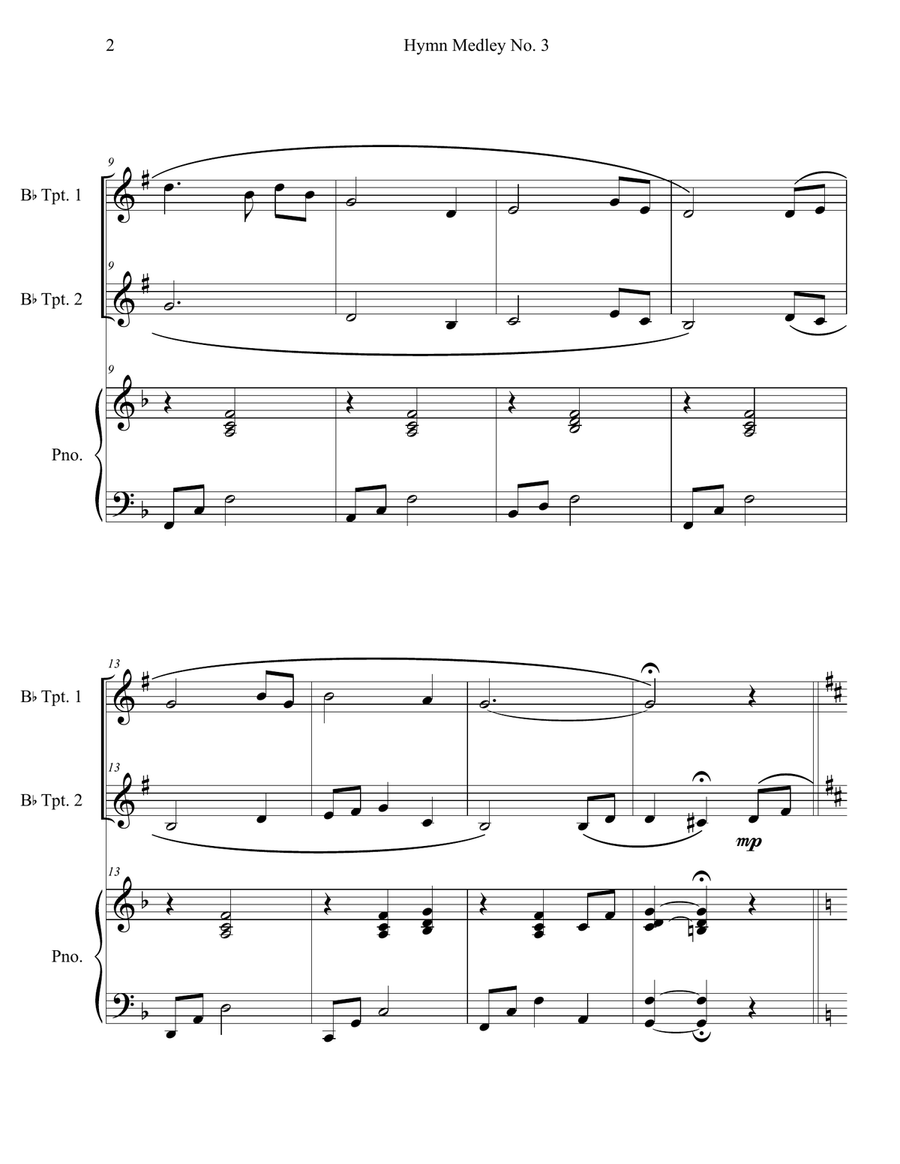 Hymn Medley No. 3 (Trumpet Duet with Piano Accompaniment) Trumpet Duet scores gallery preview page 2