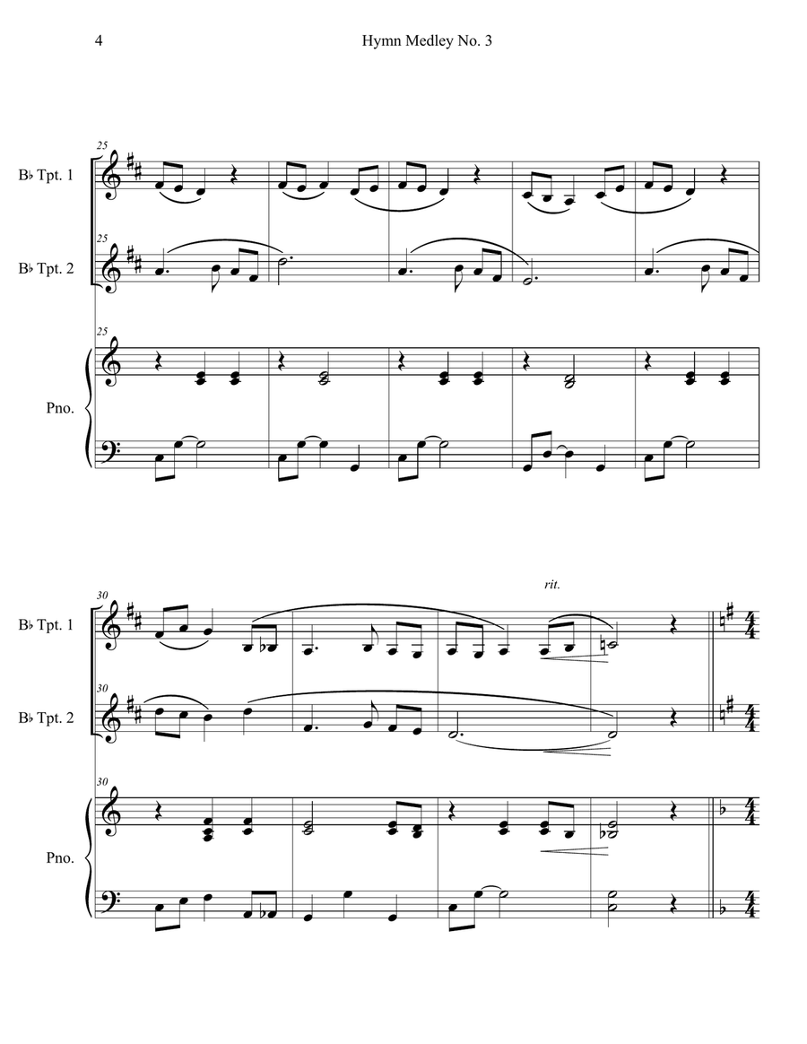 Hymn Medley No. 3 (Trumpet Duet with Piano Accompaniment) Trumpet Duet scores gallery preview page 4
