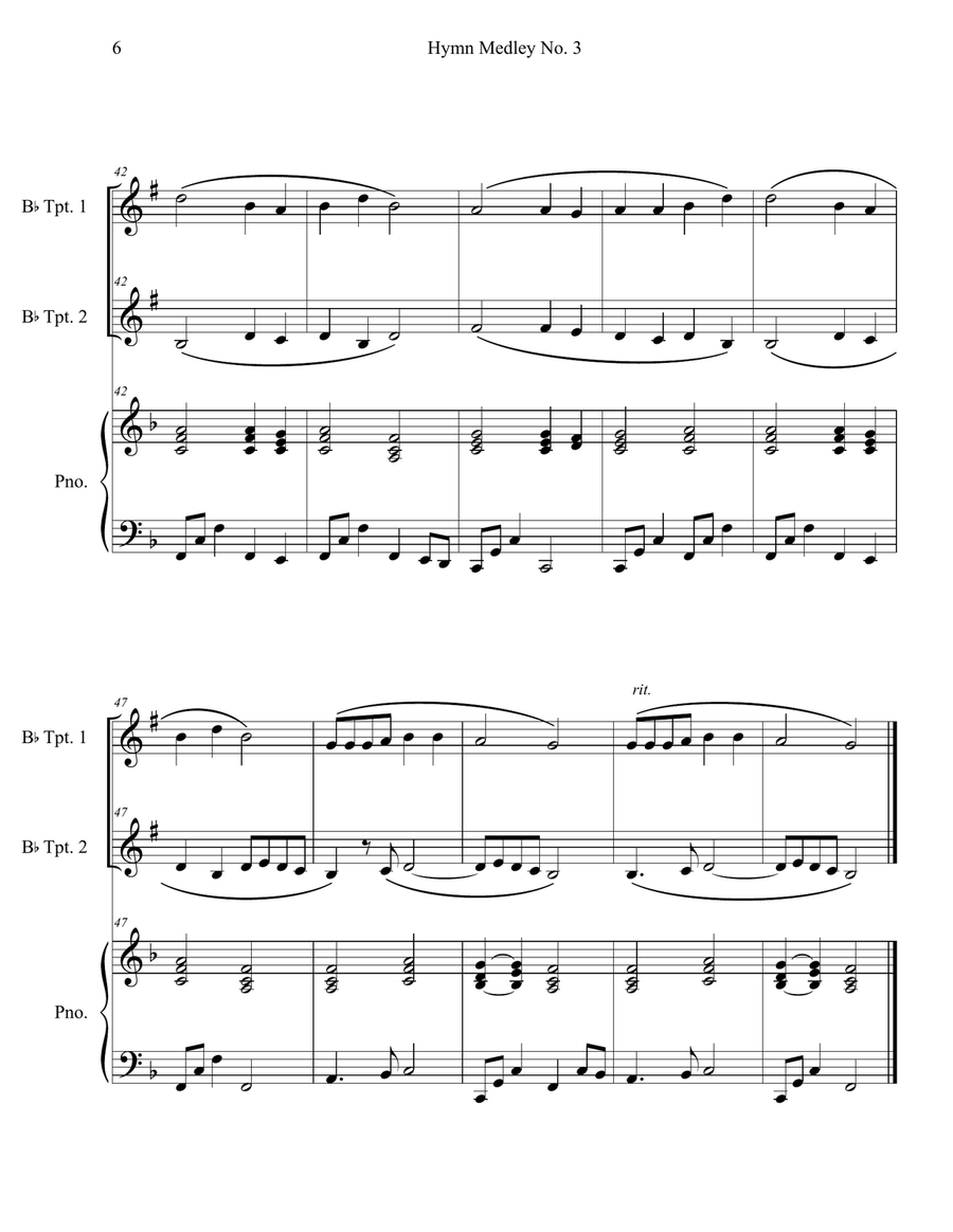 Hymn Medley No. 3 (Trumpet Duet with Piano Accompaniment) Trumpet Duet scores gallery preview page 6