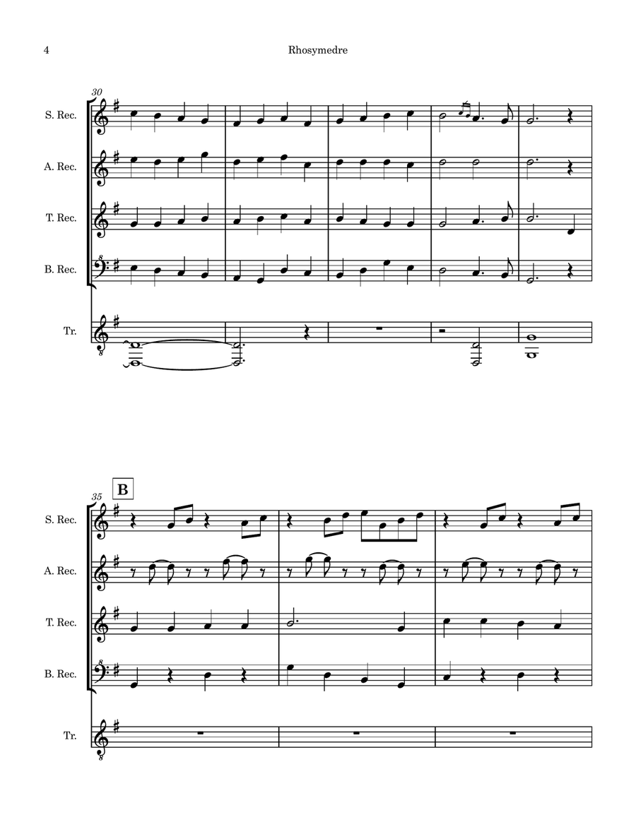 My Song is Love Unknown: Variations on Rhosymedre (for Recorder Quartet) Chamber Music scores gallery preview page 4