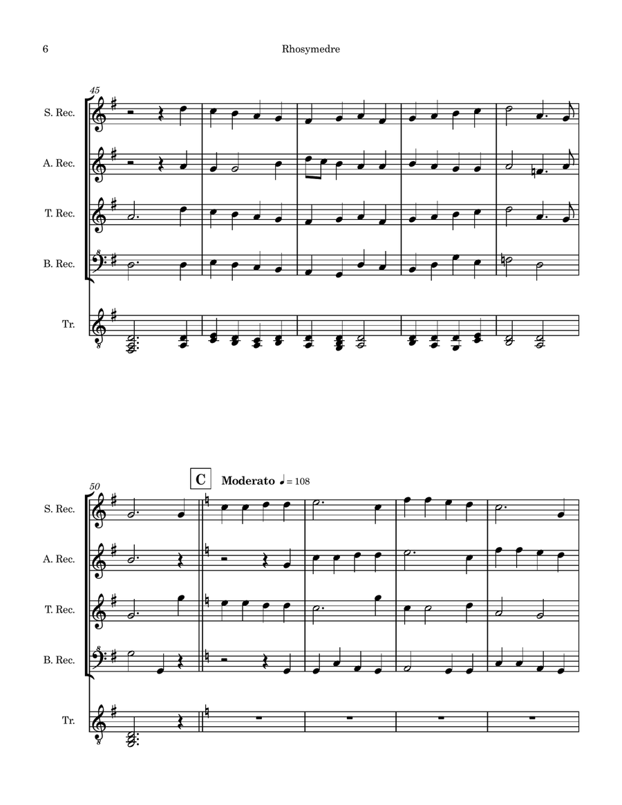 My Song is Love Unknown: Variations on Rhosymedre (for Recorder Quartet) Chamber Music scores gallery preview page 6