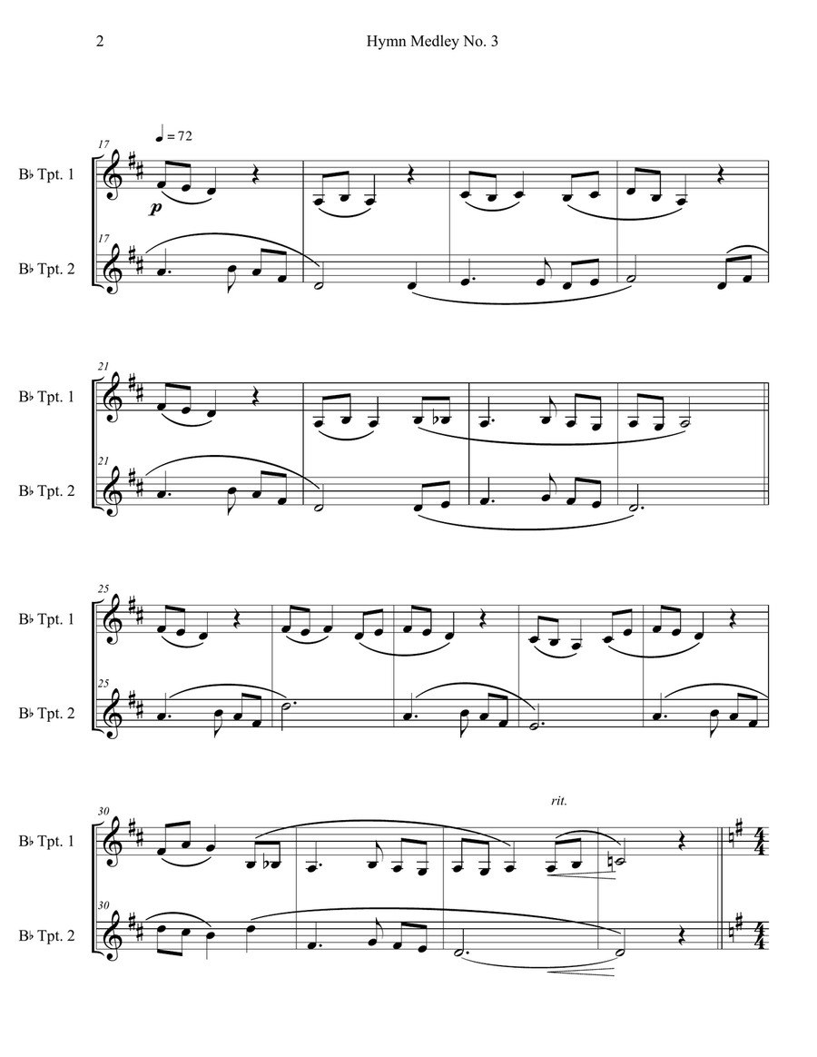 Hymn Medley No. 3 (Trumpet Duet) Trumpet Duet scores gallery preview page 2
