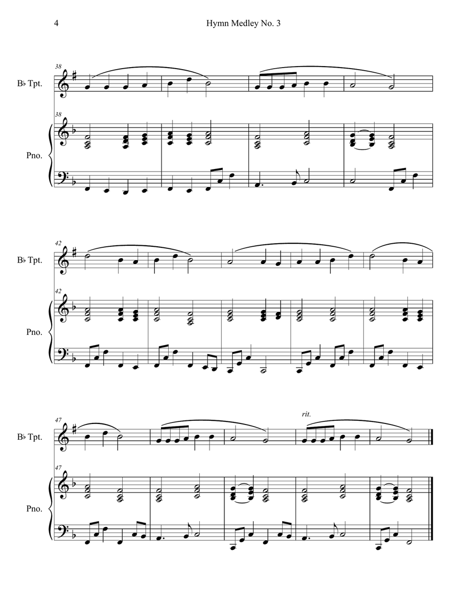 Hymn Medley No. 3 (Trumpet Solo with Piano Accompaniment) B-Flat Trumpet scores gallery preview page 4