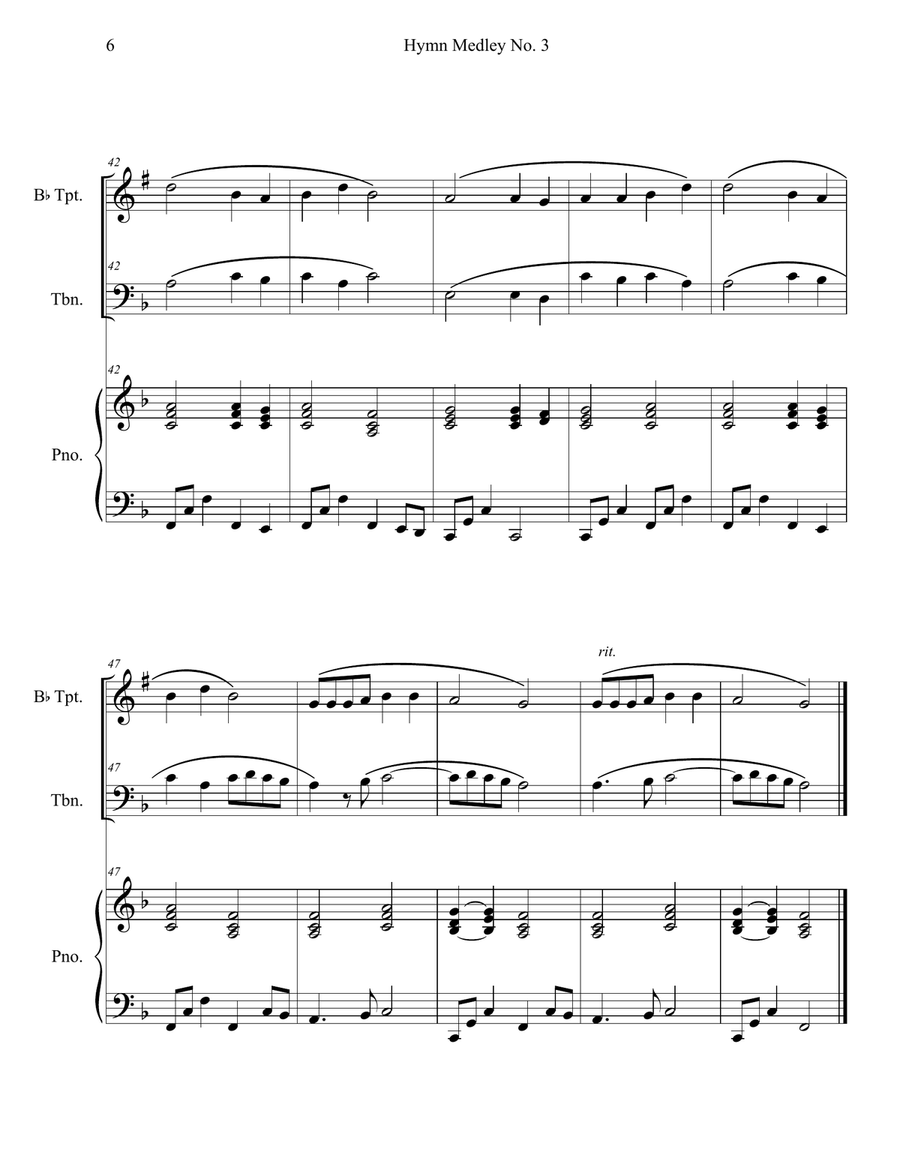 Hymn Medley No. 3 (Trumpet and Trombone Duet with Piano Accompaniment) Brass Duet scores gallery preview page 6