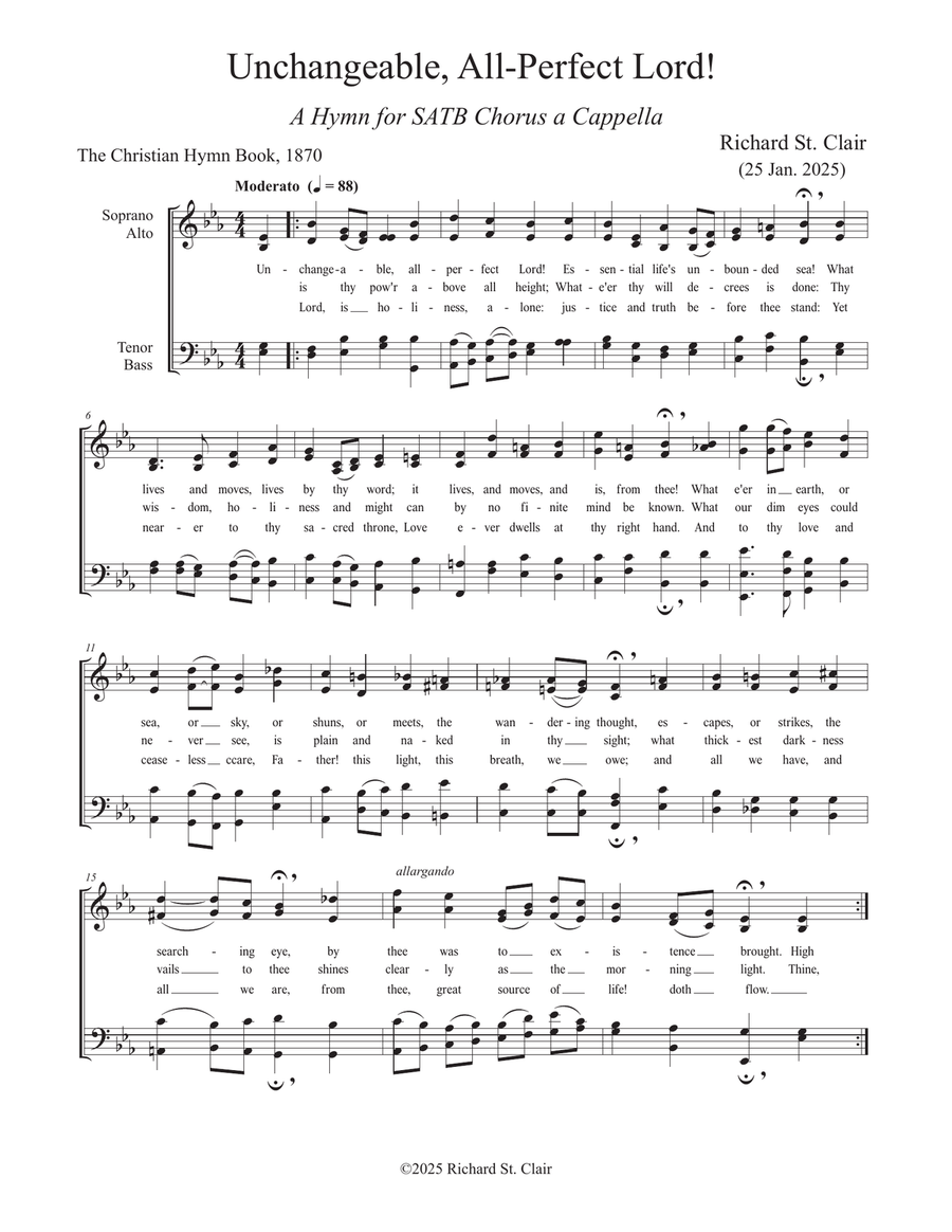 Unchangeable, All-Perfect Lord! for Chorus a Cappella 4-Part scores gallery preview page 1