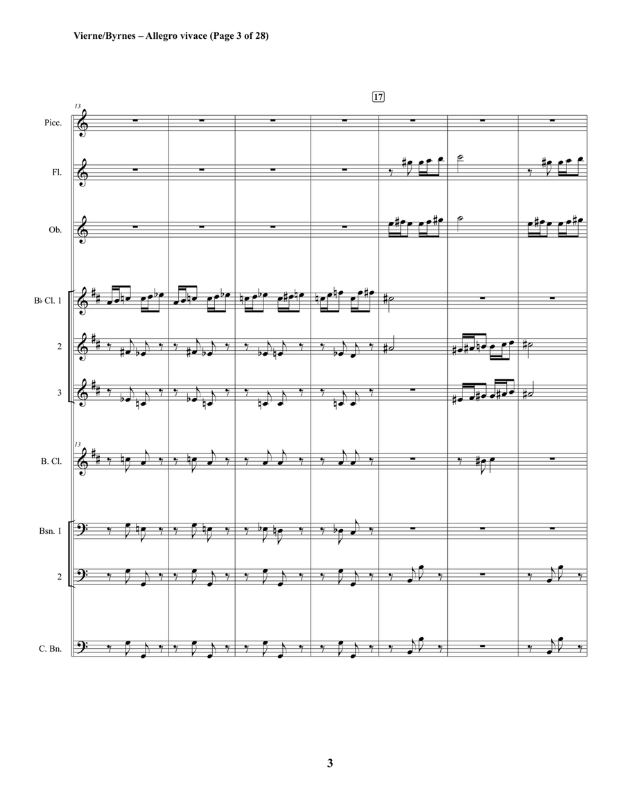 Louis Vierne – Organ Symphony No. 1, Allegro vivace (Woodwind Choir) Louis Vierne – Organ Symphony No. 1, Allegro vivace (Woodwind Choir) Woodwind Ensemble scores gallery preview page 3