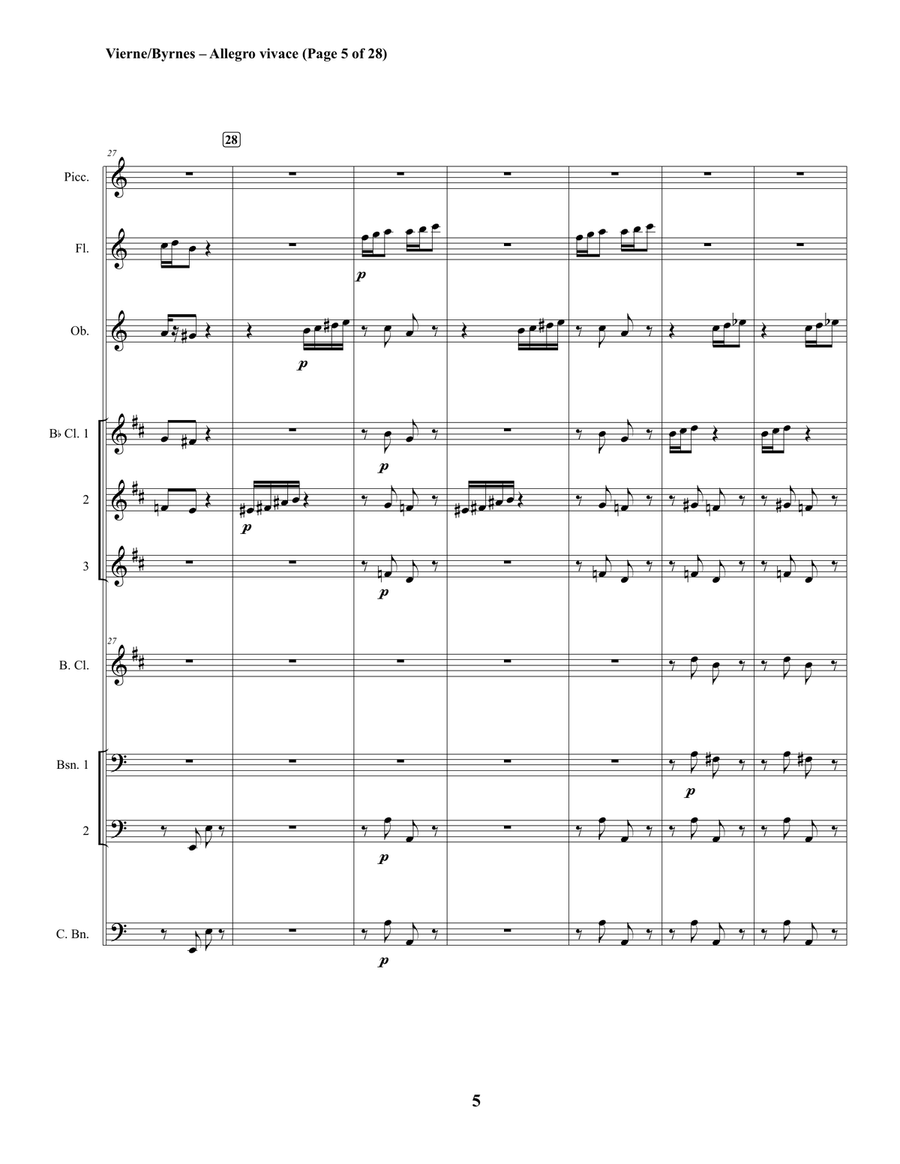 Louis Vierne – Organ Symphony No. 1, Allegro vivace (Woodwind Choir) Louis Vierne – Organ Symphony No. 1, Allegro vivace (Woodwind Choir) Woodwind Ensemble scores gallery preview page 5