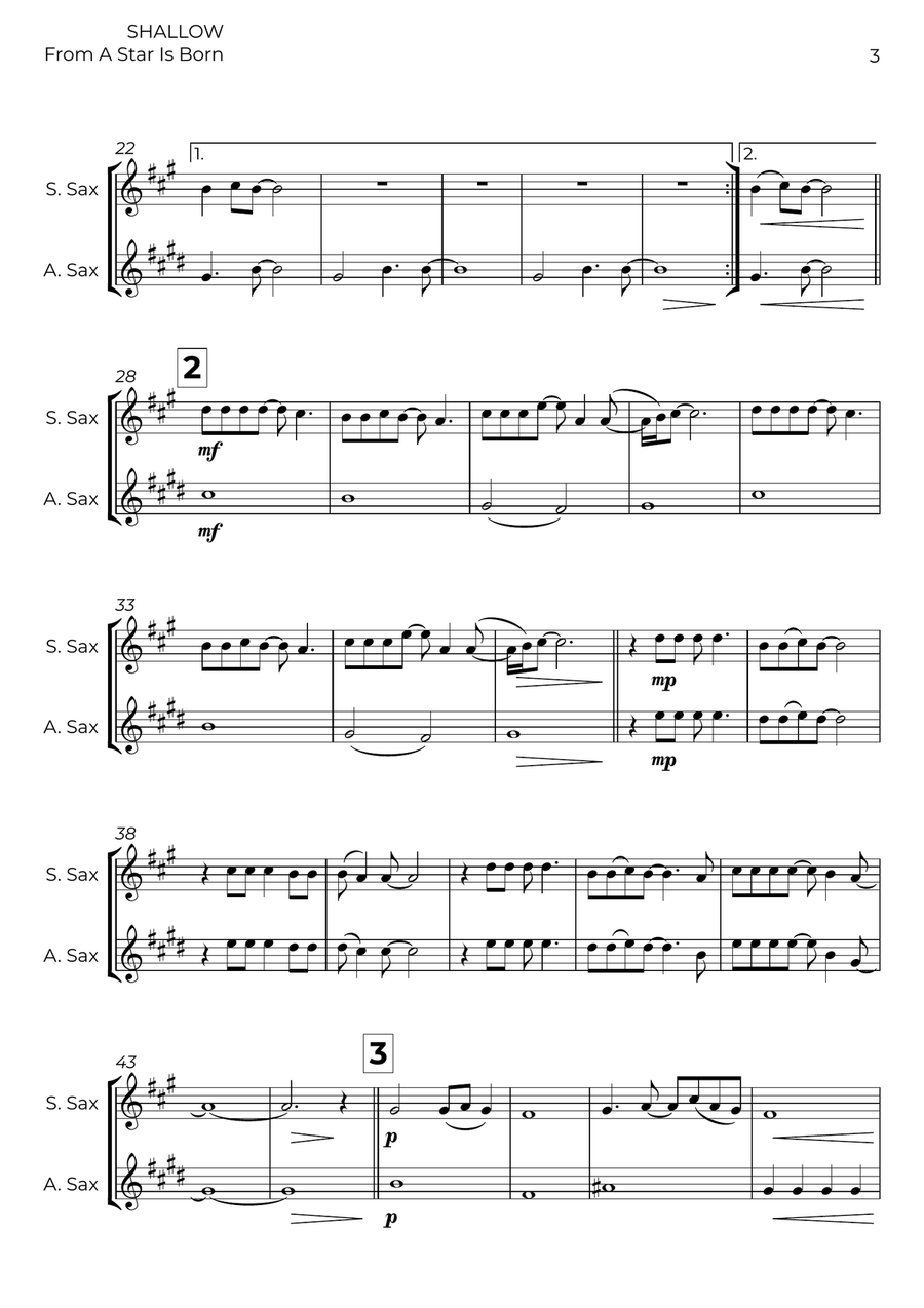 Shallow Shallow Soprano Saxophone scores gallery preview page 3