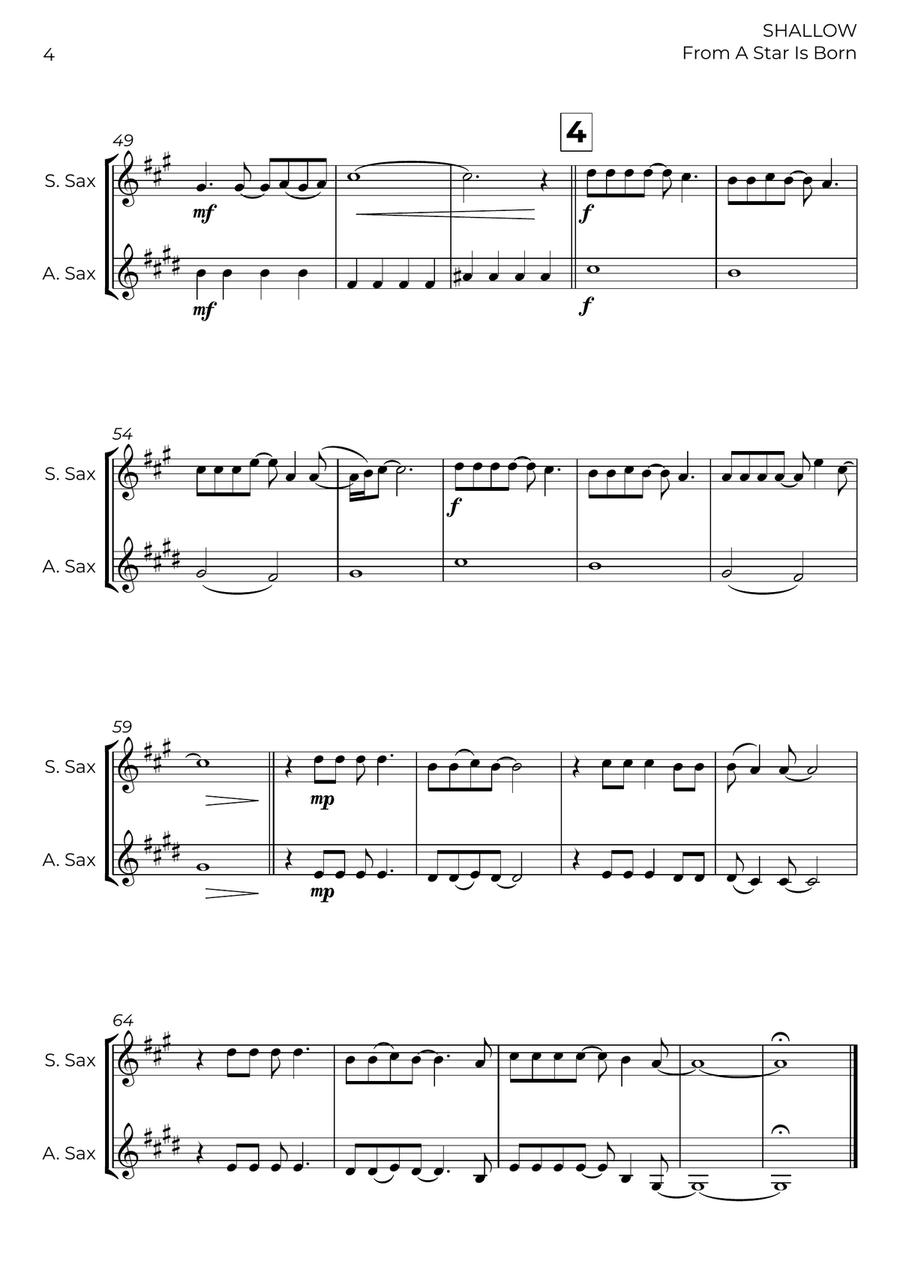 Shallow Shallow Soprano Saxophone scores gallery preview page 4