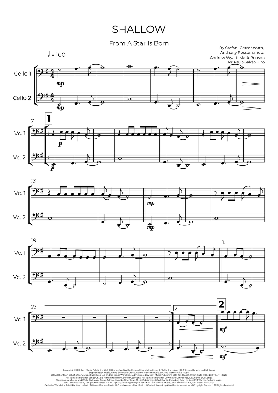 Shallow Shallow String Duet scores gallery preview page 2
