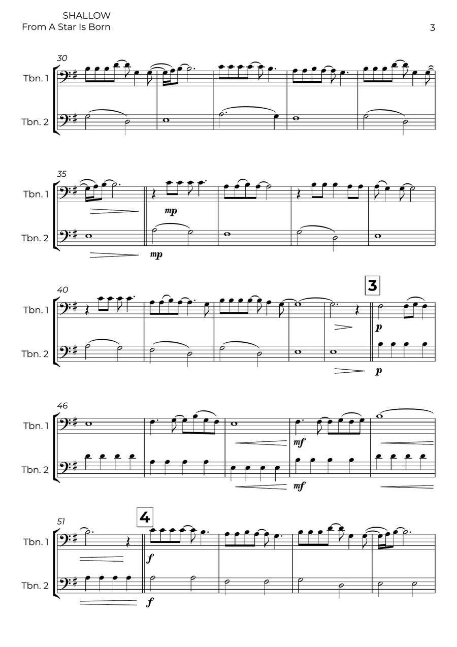 Shallow Shallow Trombone Duet scores gallery preview page 3