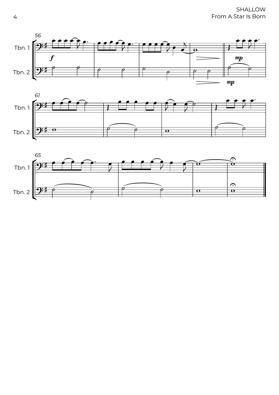 Shallow Shallow Trombone Duet scores gallery preview page 4
