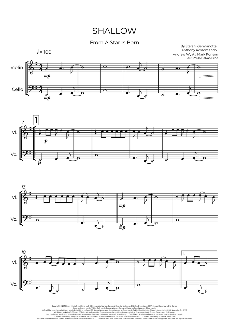 Shallow Shallow String Duet scores gallery preview page 2