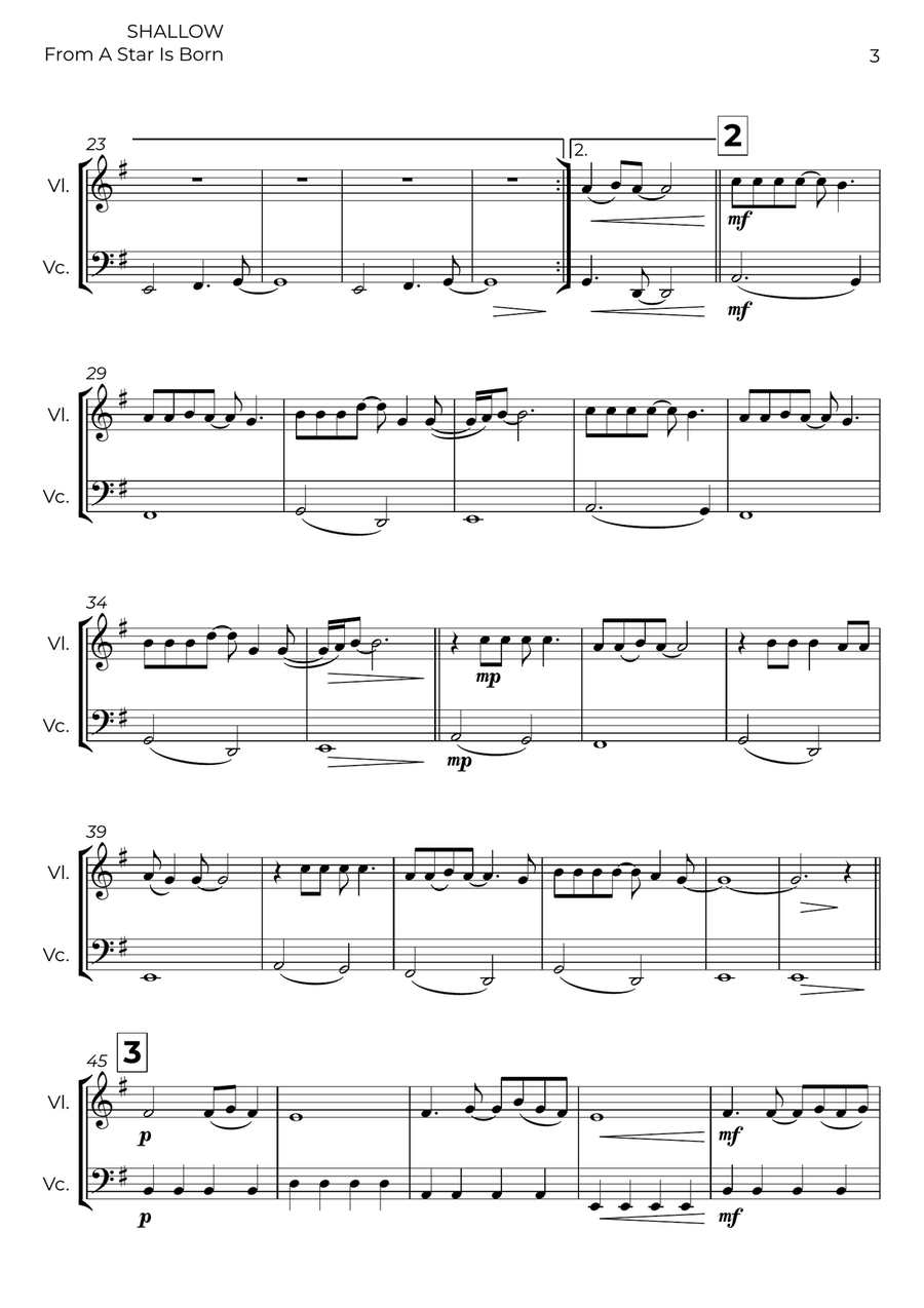 Shallow Shallow String Duet scores gallery preview page 3