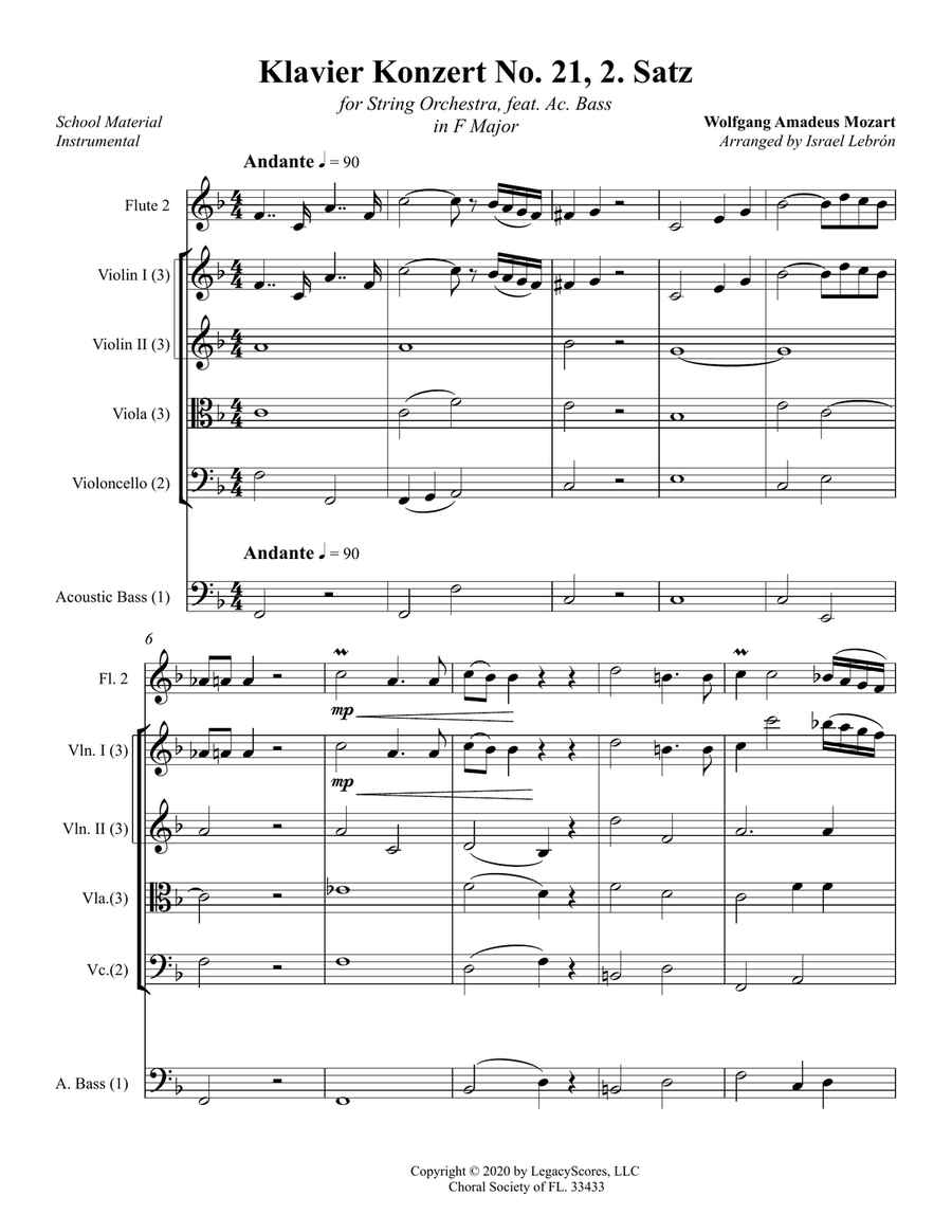 Klavier Konzert for String Orchestra String Orchestra scores gallery preview page 2