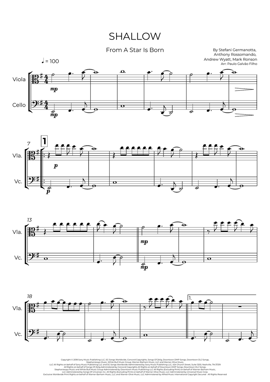 Shallow Shallow String Duet scores gallery preview page 2