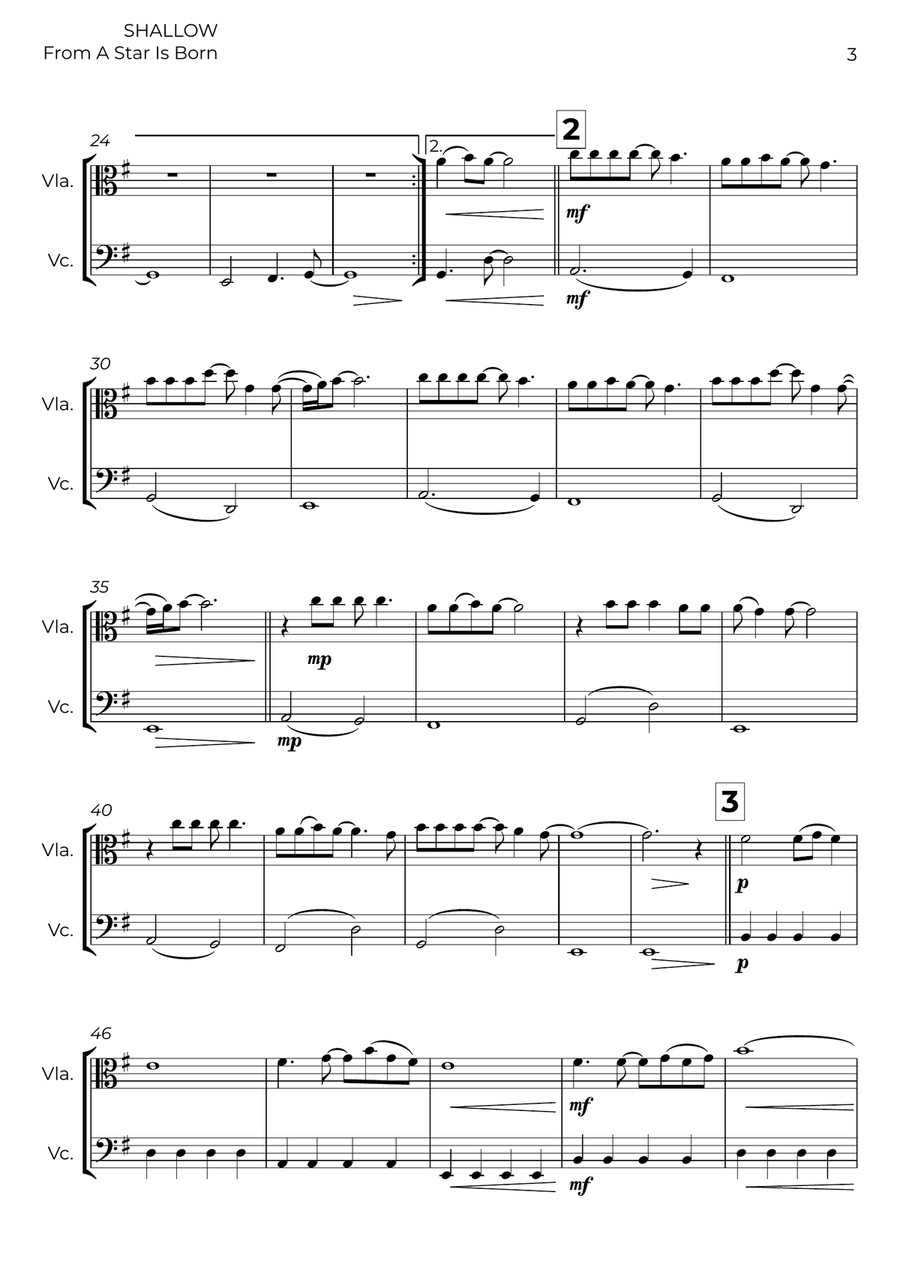 Shallow Shallow String Duet scores gallery preview page 3
