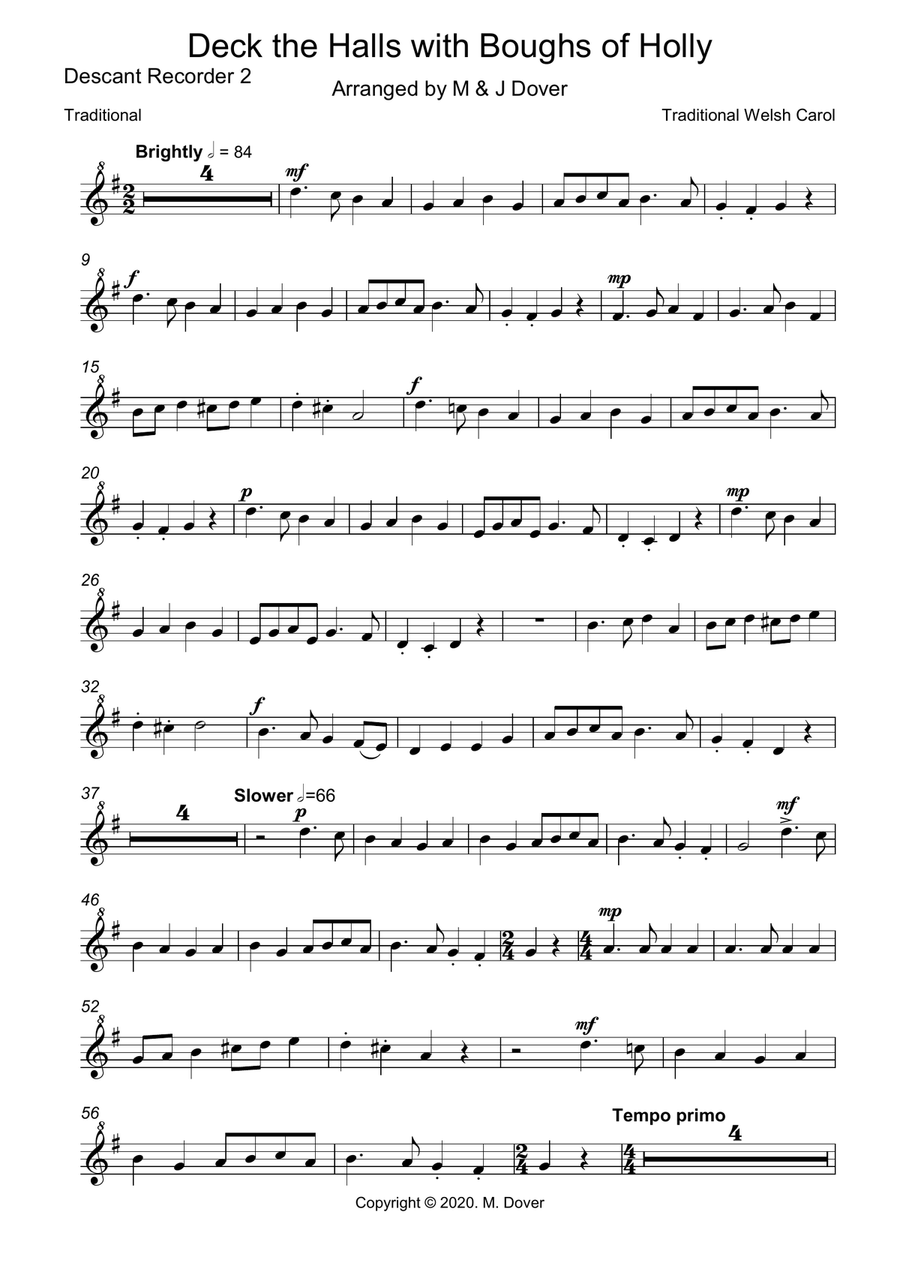Deck the halls with boughs of holly - Recorder Trio Soprano Recorder scores gallery preview page 3