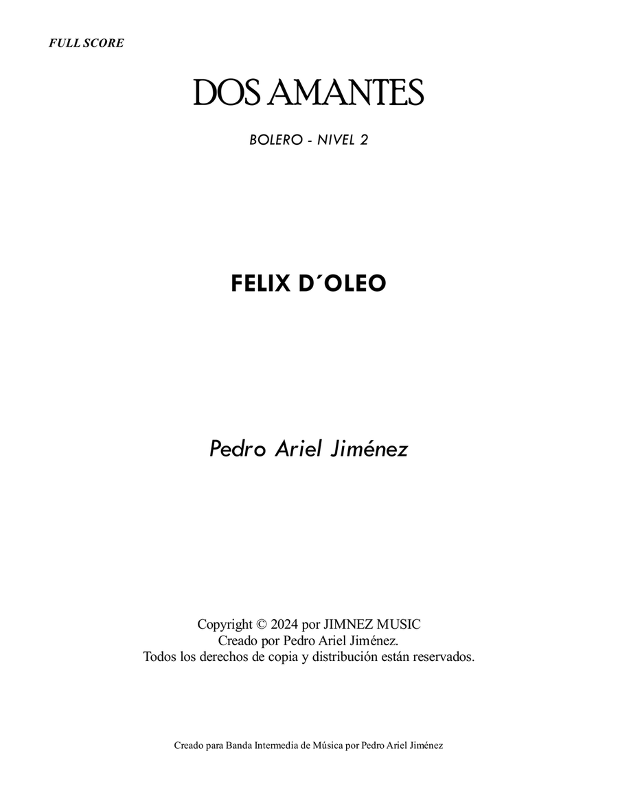 DOS AMANTES - FELIX D´ OLEO - PEDRO ARIEL JIMÉNEZ - Score Only Concert Band scores gallery preview page 1