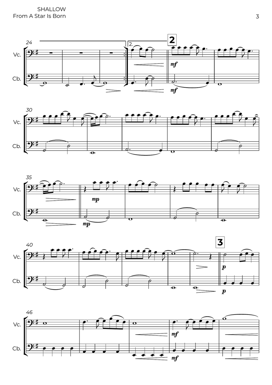 Shallow Shallow String Duet scores gallery preview page 3