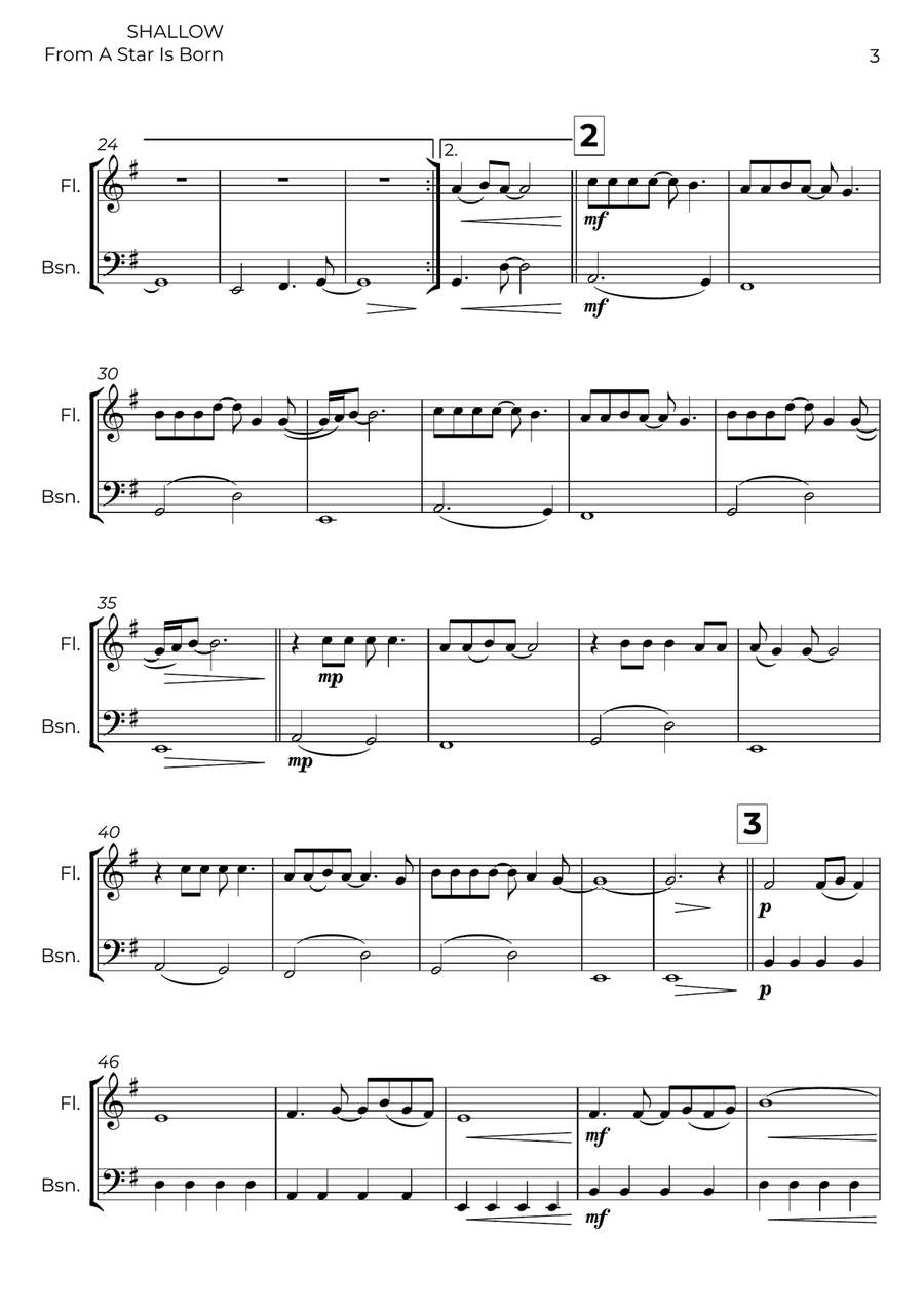 Shallow Shallow Woodwind Duet scores gallery preview page 3