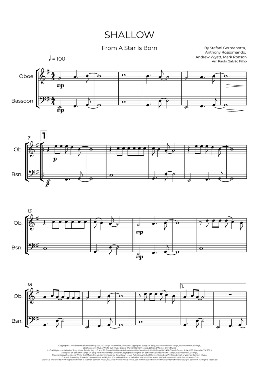 Shallow Shallow Woodwind Duet scores gallery preview page 2