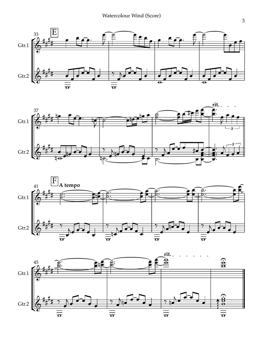Watercolour Wind - guitar duet (score & separate parts in standard notation only-no tab) Chamber Music scores gallery preview page 3
