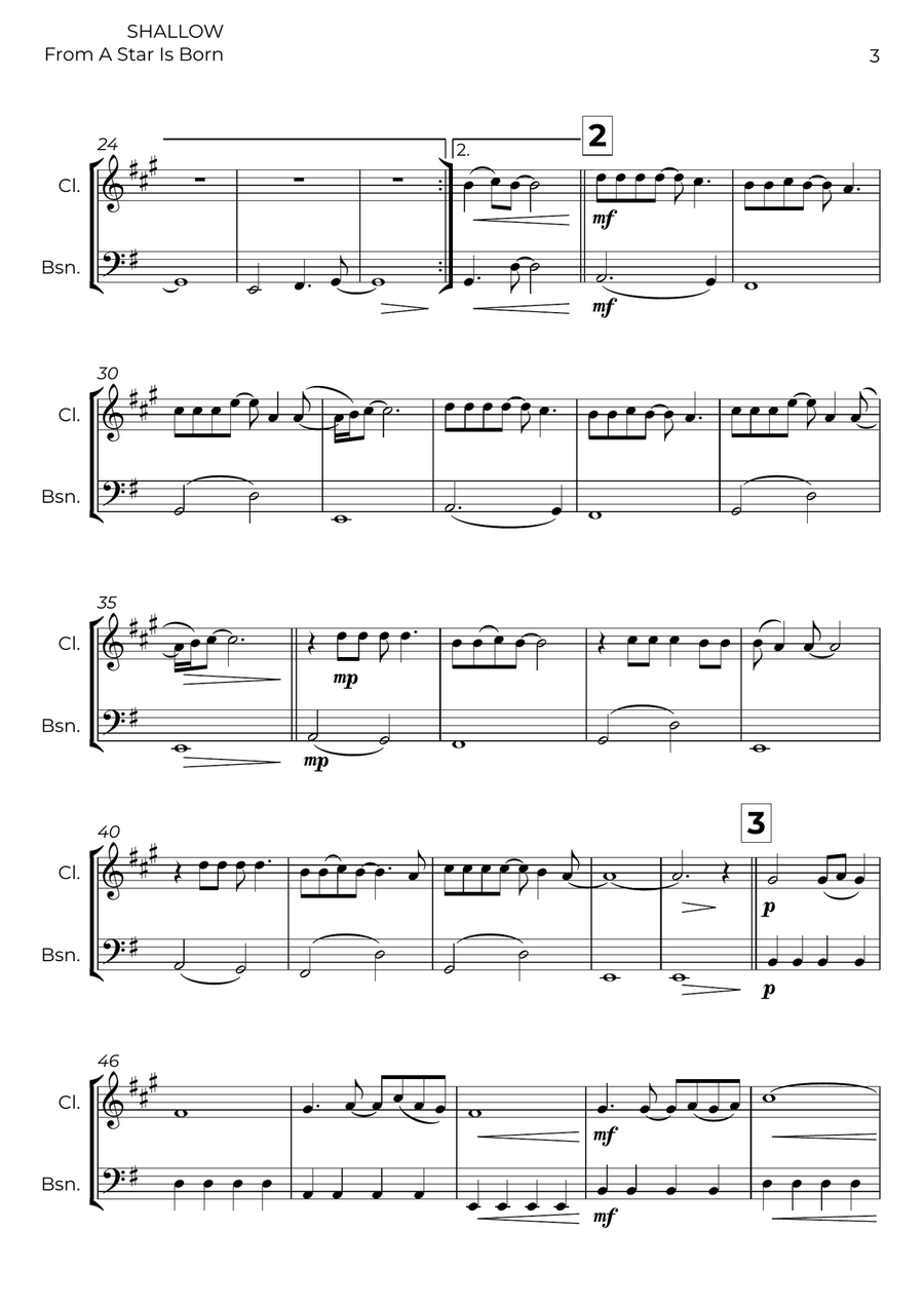 Shallow Shallow Woodwind Duet scores gallery preview page 3